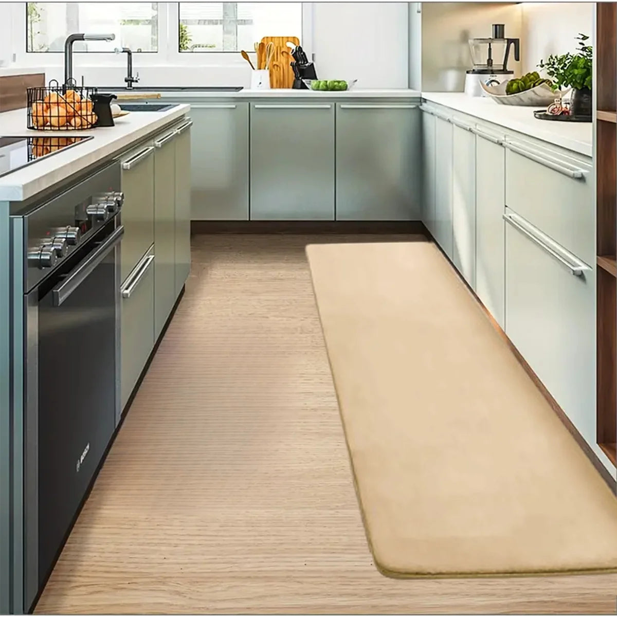 Thickened Flannel Kitchen Floor Mat – Non-Slip Entrance & Corridor Rug