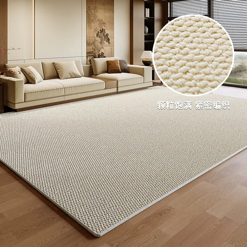 Japanese Sisal Style Area Rug – Soft Padded Anti-Slip Brown Carpet for Living Room & Bedroom