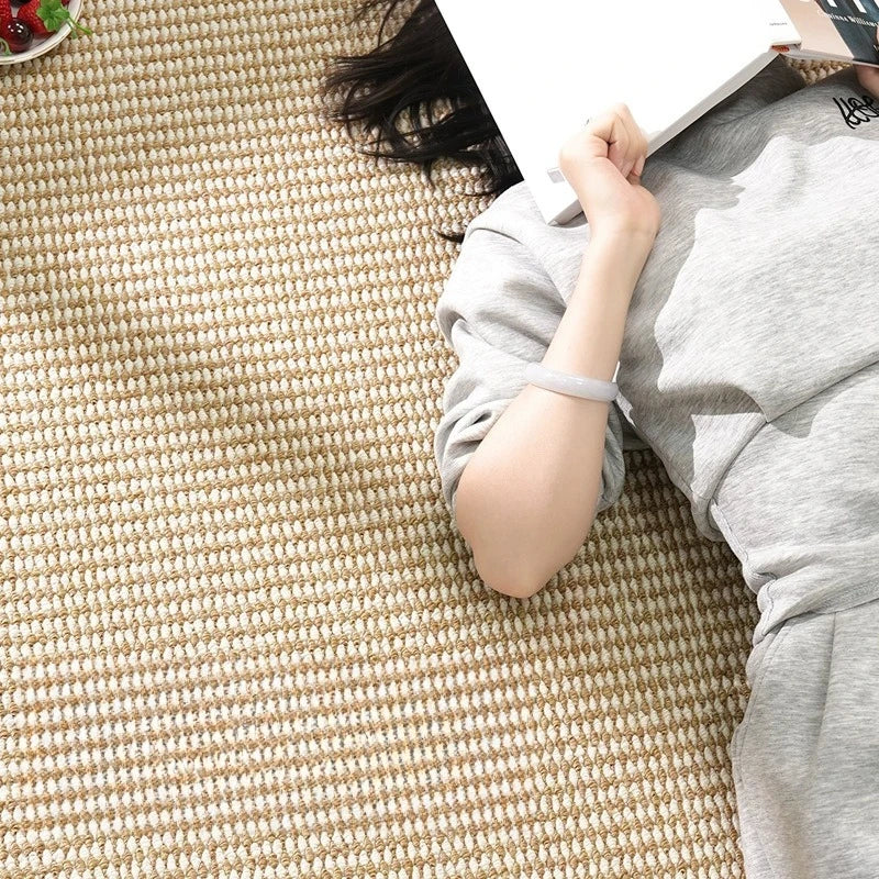 japanese sisal area rug soft padded brown carpet front view