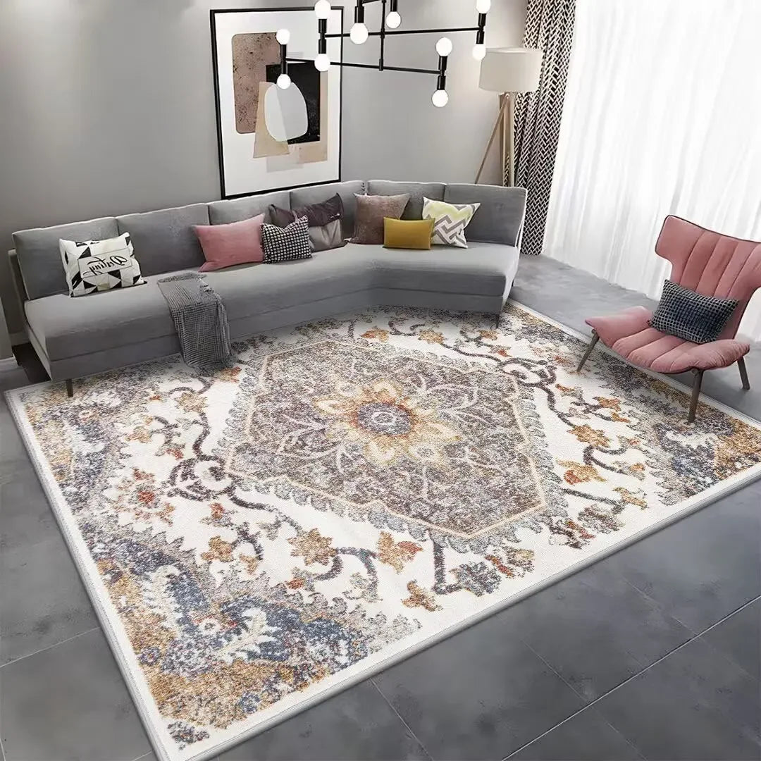 Red Persian Area Rug – Washable Anti-Skid Boho Carpet for Living Room & Bedroom