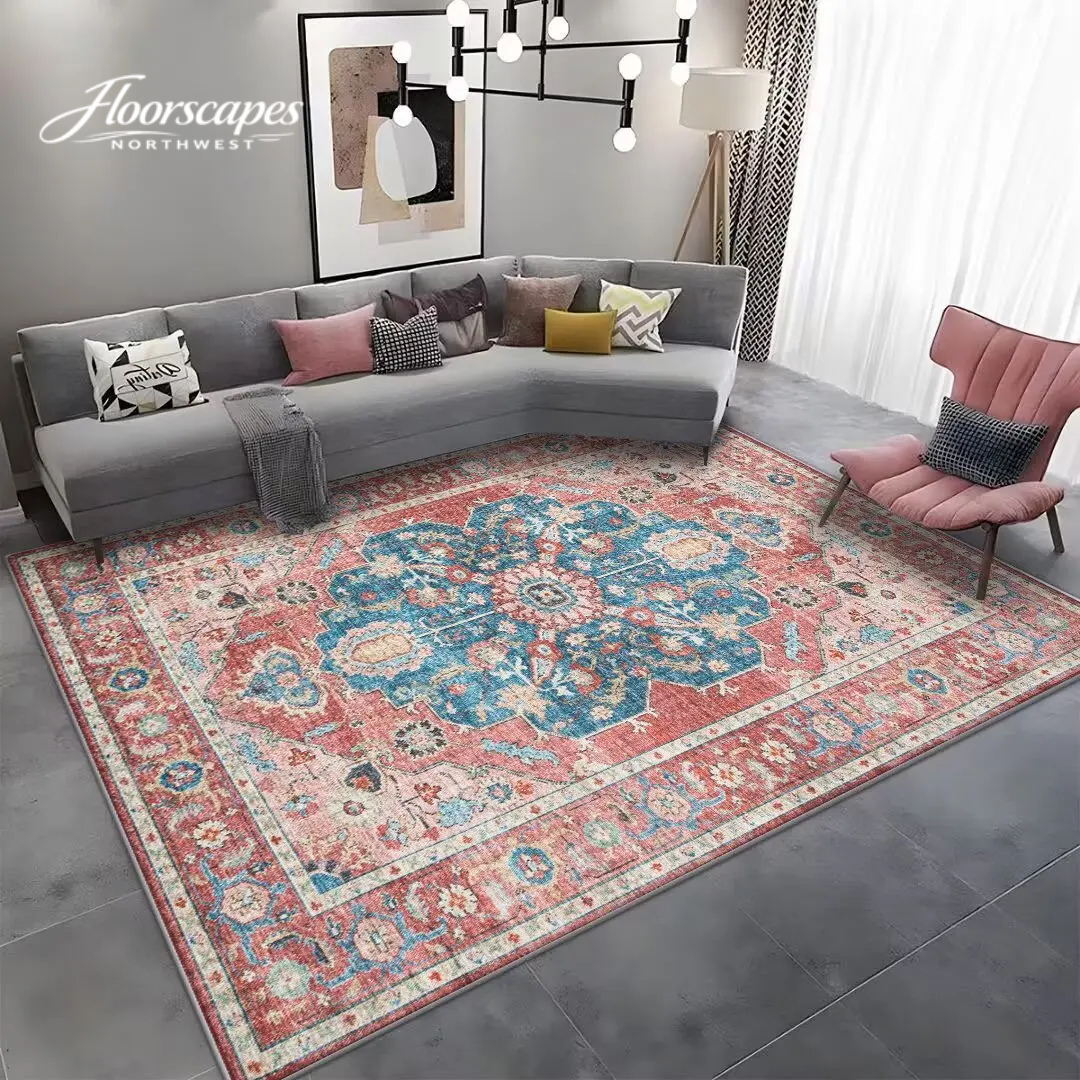 Floorscapes Northwest red Persian washable area rug for bedroom décor