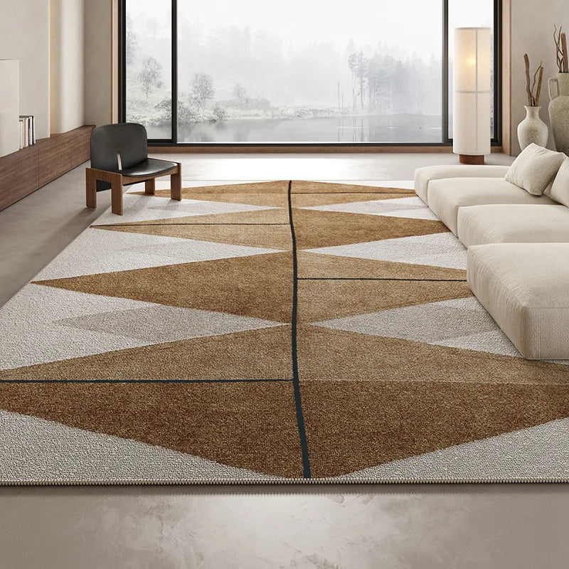 geometric pattern rug close-up showing velvet surface