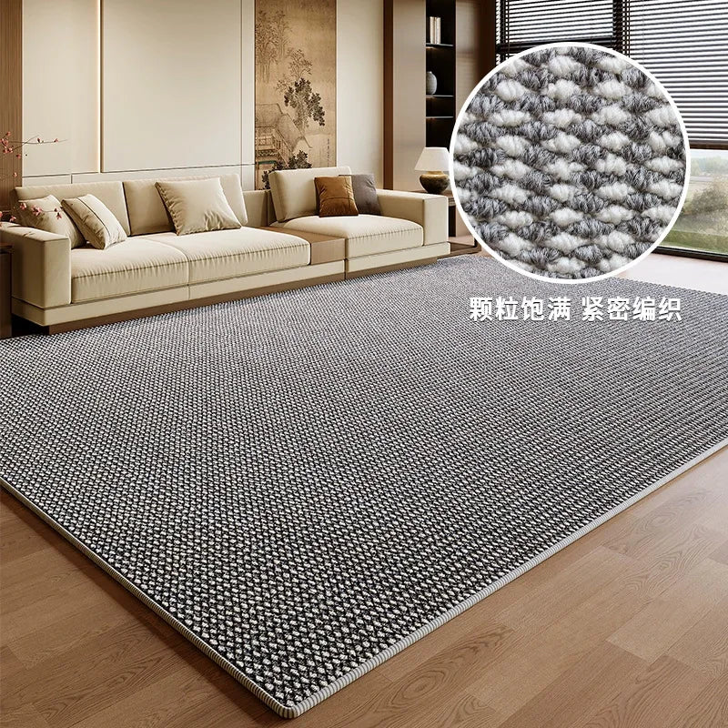 Japanese Sisal Style Area Rug – Soft Padded Anti-Slip Brown Carpet for Living Room & Bedroom