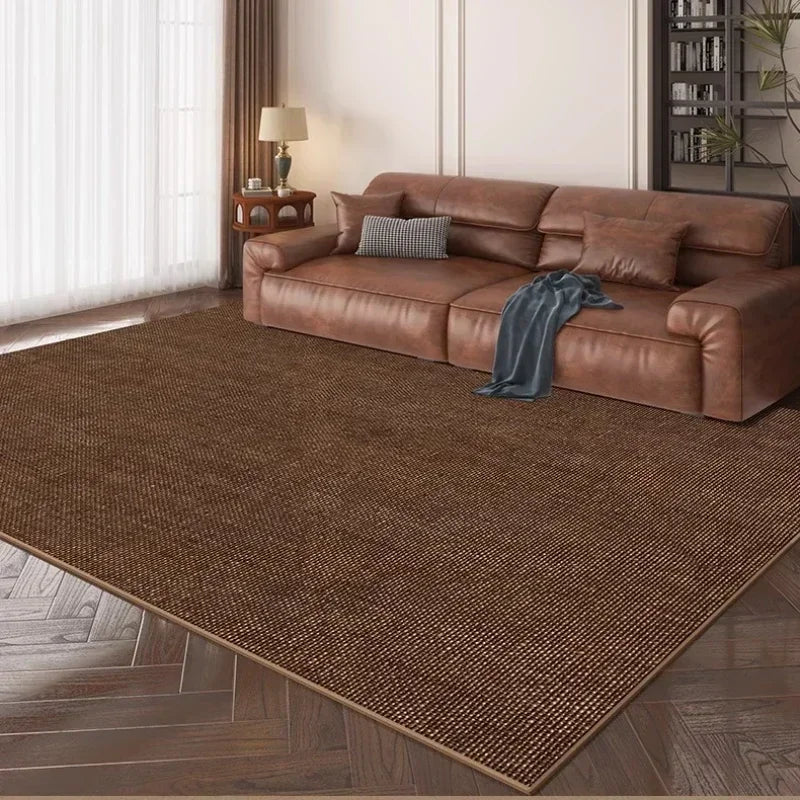 VIKAMA French Retro Area Rug – Soft Brown Non-Slip Carpet for Living Room & Bedroom