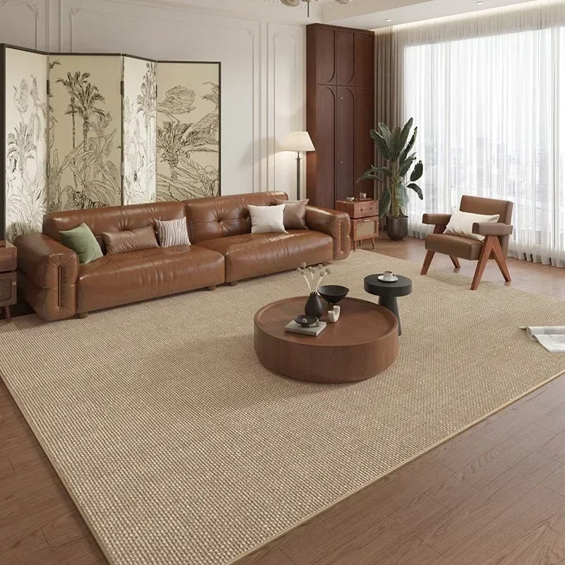 VIKAMA French Retro Area Rug – Soft Brown Non-Slip Carpet for Living Room & Bedroom