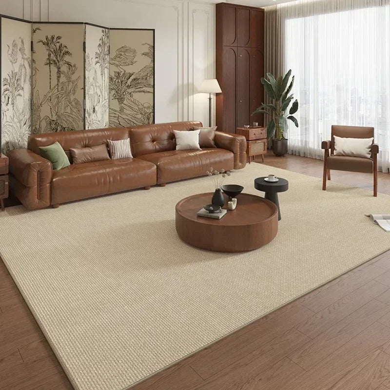 VIKAMA French Retro Area Rug – Soft Brown Non-Slip Carpet for Living Room & Bedroom