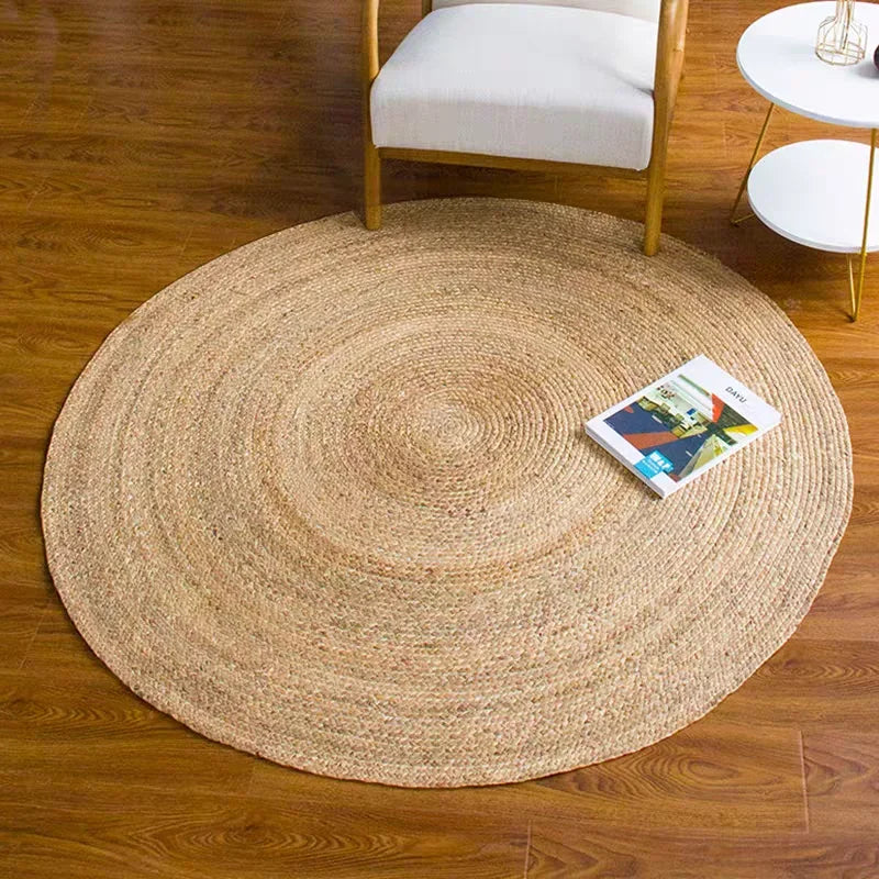 rattan carpet under coffee table in living room