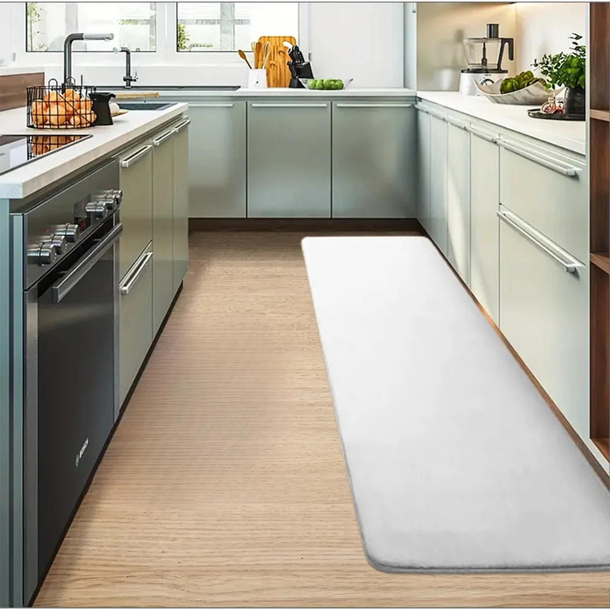 Thickened Flannel Kitchen Floor Mat – Non-Slip Entrance & Corridor Rug